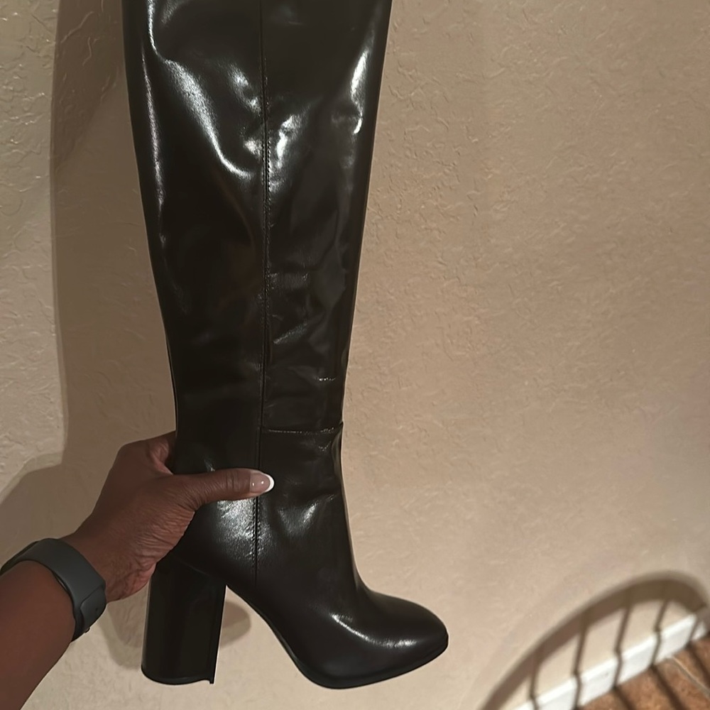 New Coach Brigitte Smooth Black Leather Boots Knee-High G5341 Sz 9.5 B
